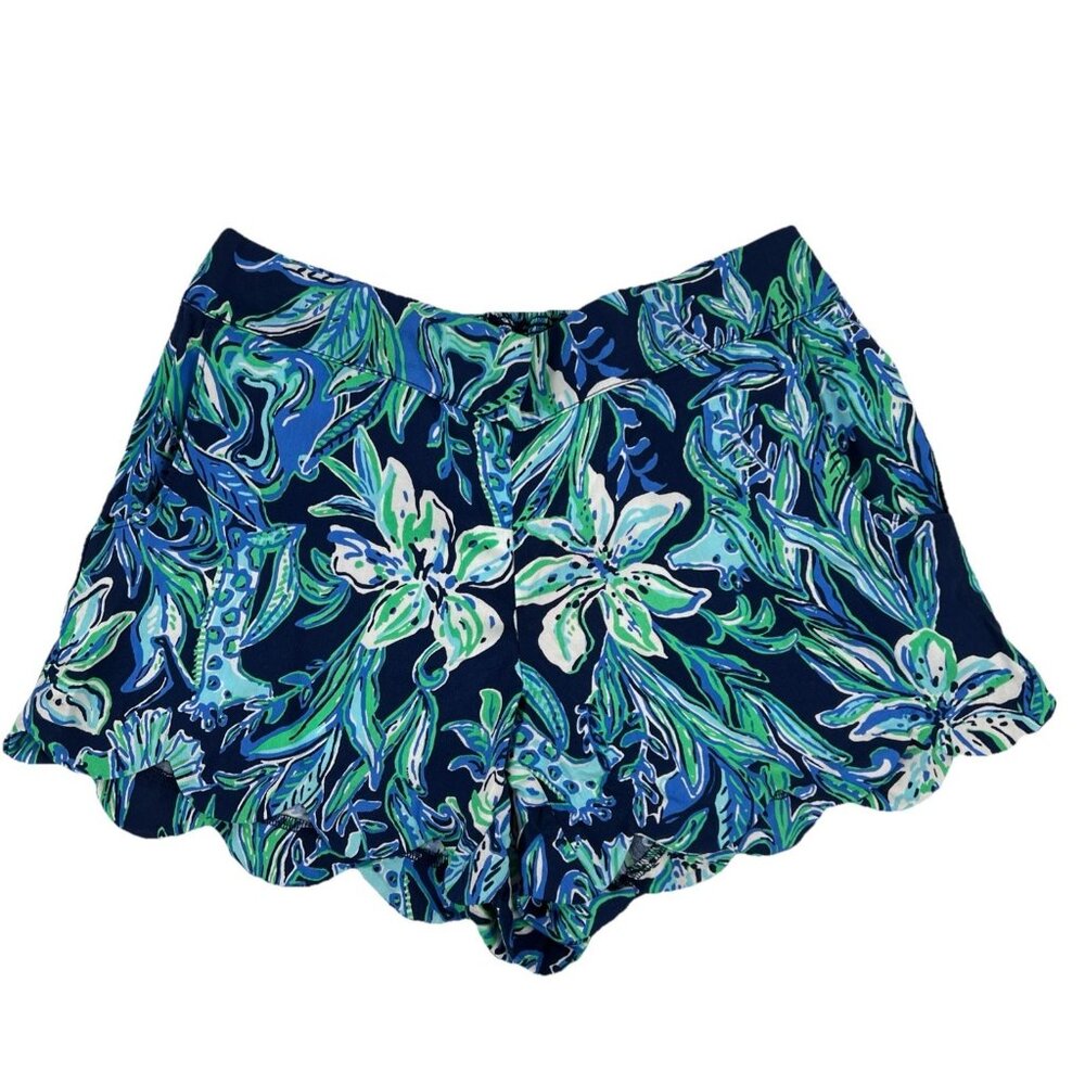 Lilly Pulitzer Blue and Green Floral Women Shorts